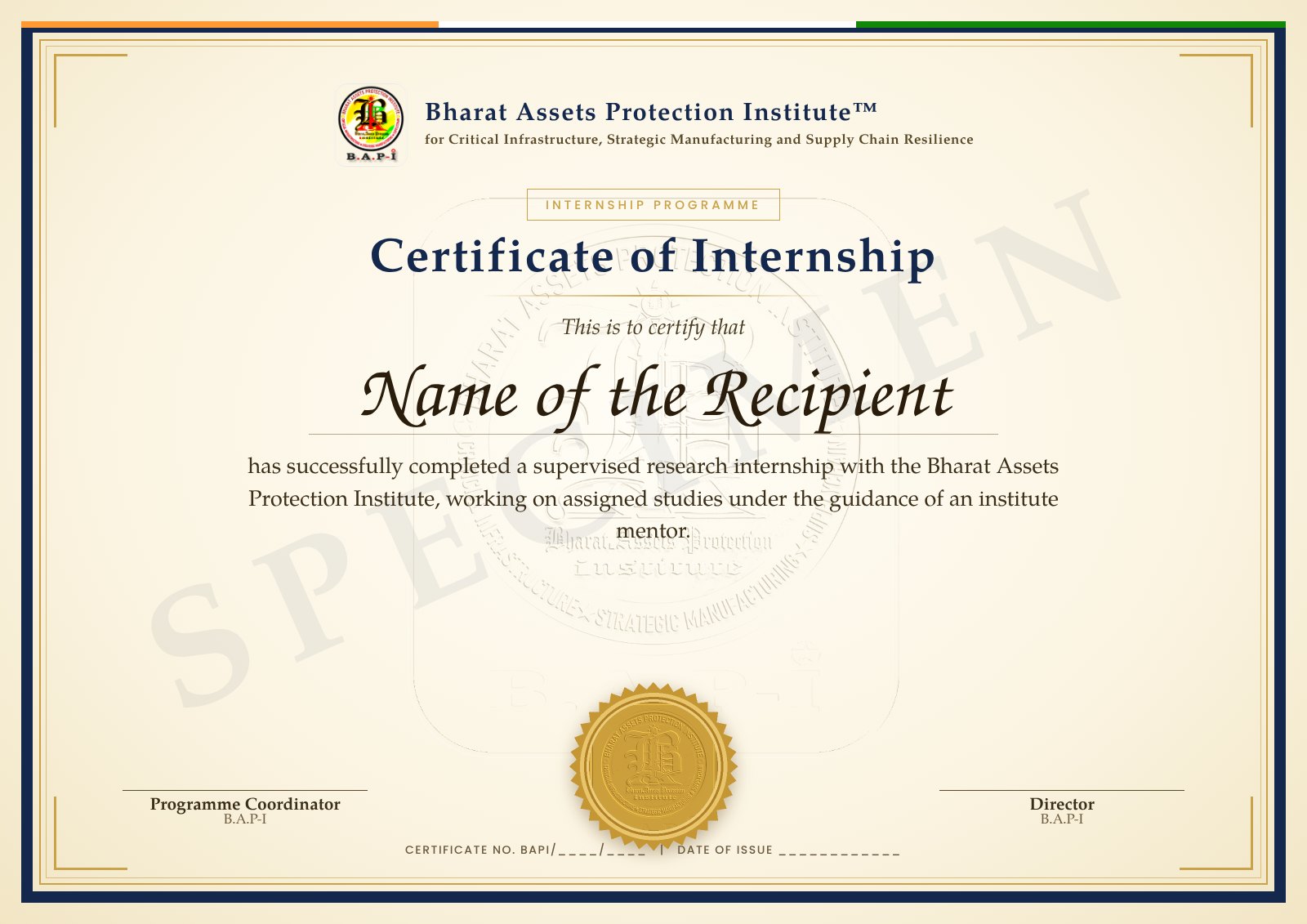 Certificate of Internship (specimen)